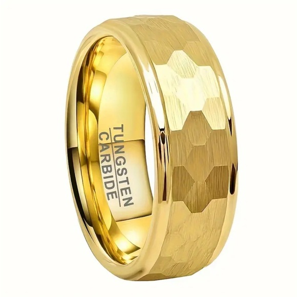 Tungsten Carbide Gold Finish Ring - Picture 1 of 6